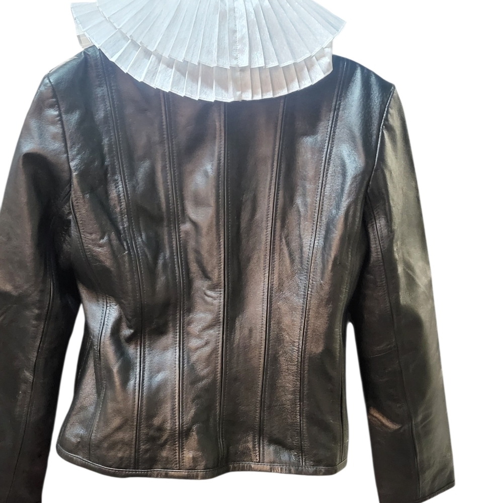 Moda International Black Leather Jacket - Picture 2 of 3